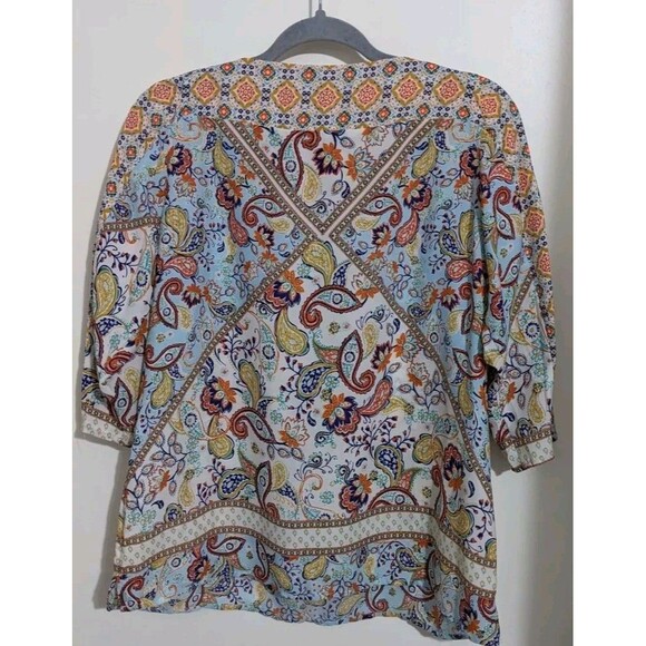 Fig & Flower Blouse Top Womens Size M Paisley Summer Spring Shirt - Picture 1 of 8